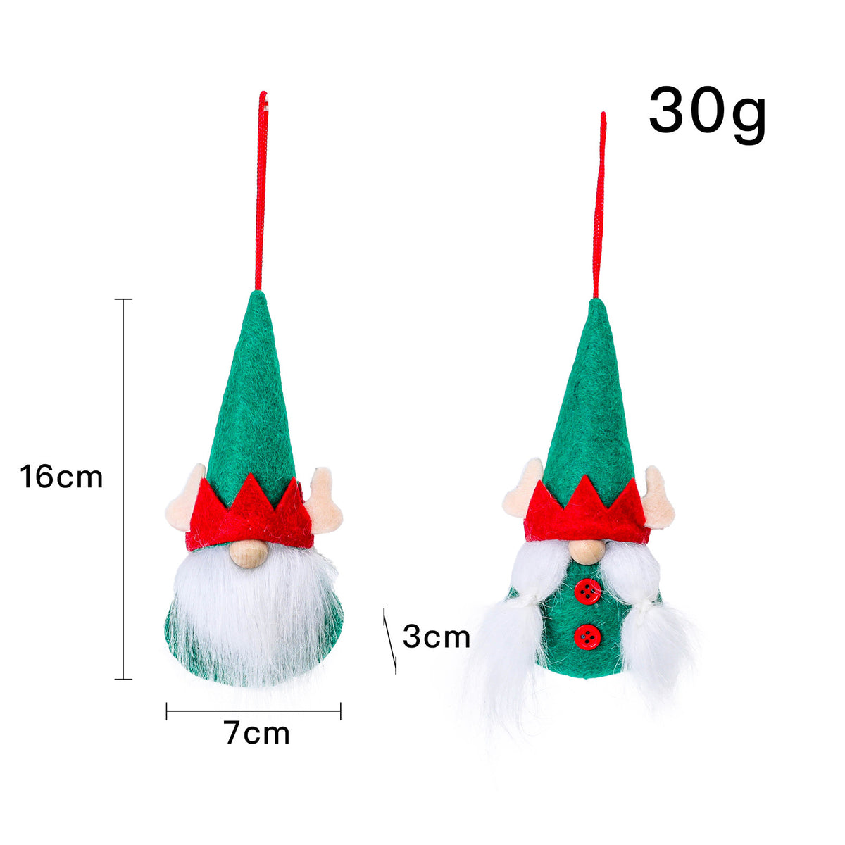 Christmas Gnome Hanging Ornaments — Set of 2