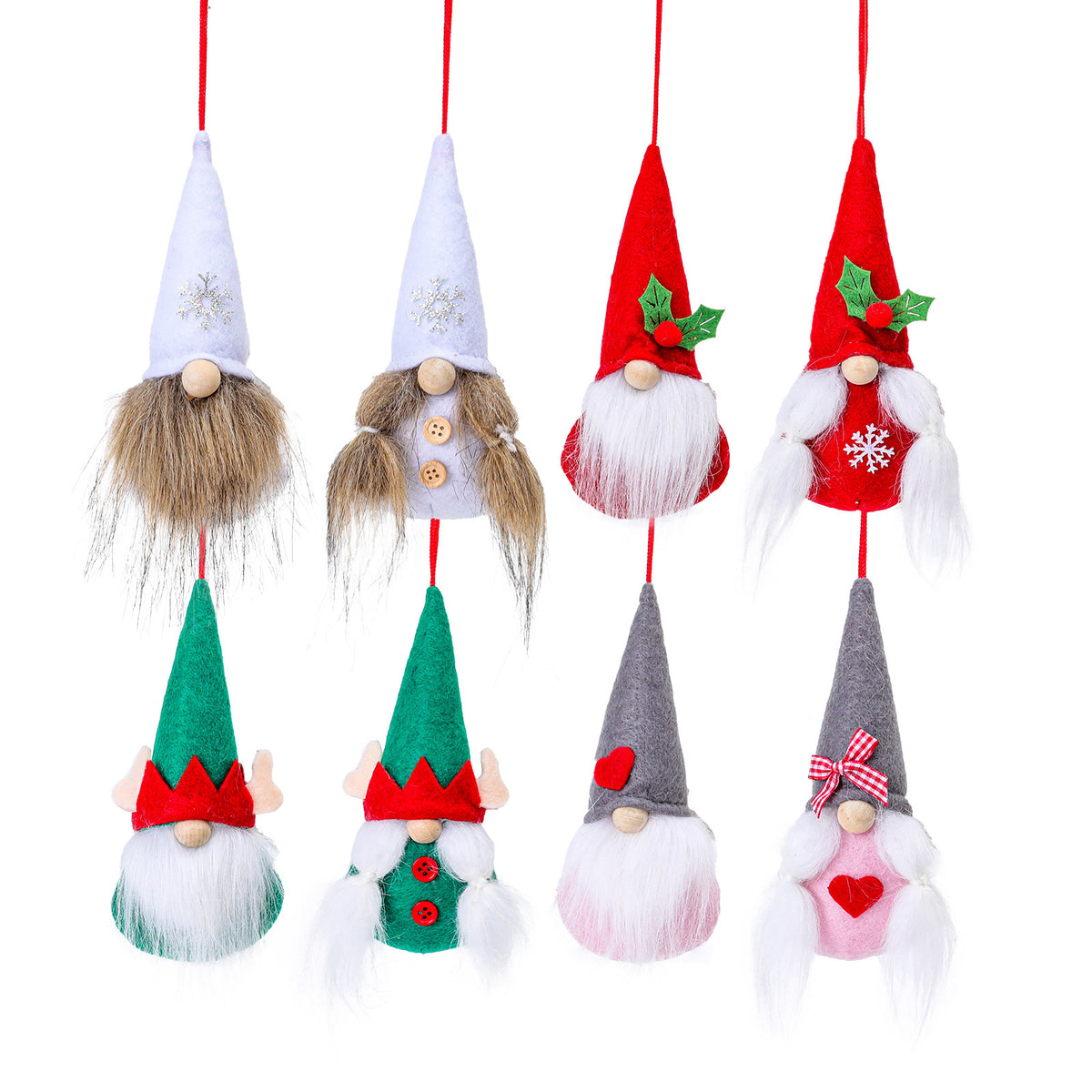 Christmas Gnome Hanging Ornaments — Set of 2