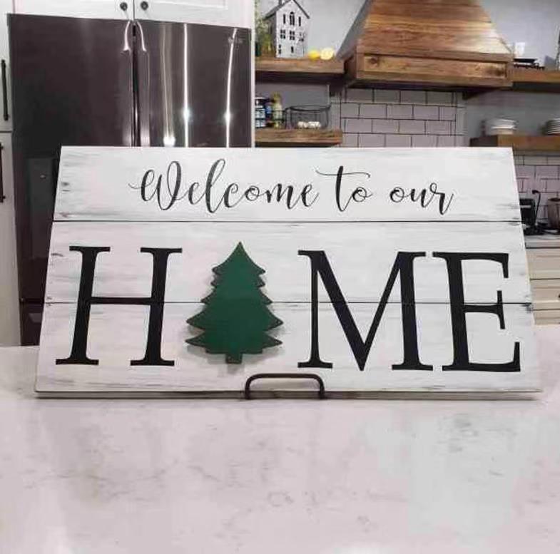 Wooden Christmas Welcome Sign