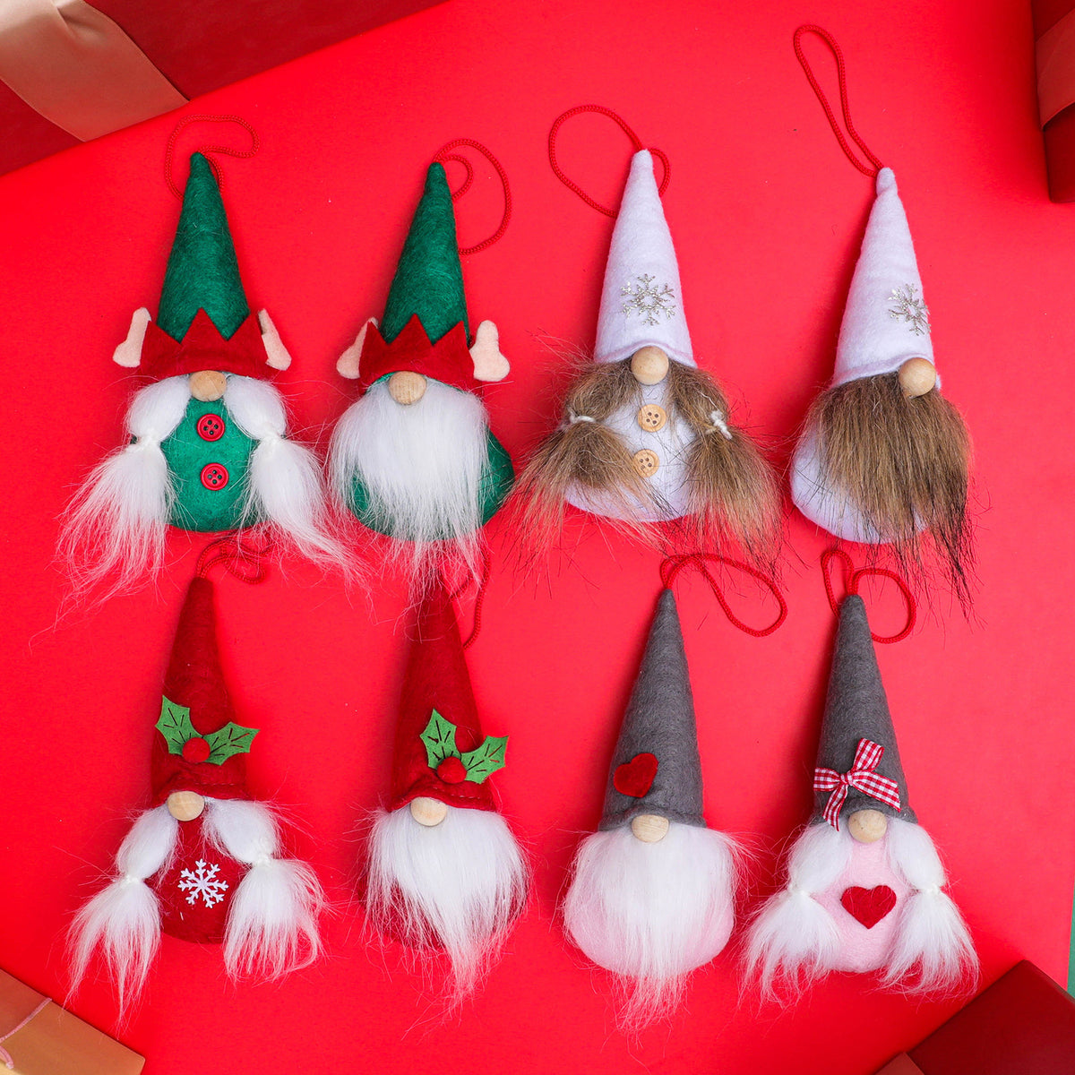 Christmas Gnome Hanging Ornaments — Set of 2
