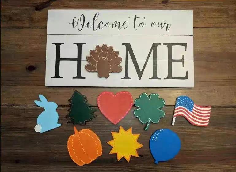 Wooden Christmas Welcome Sign