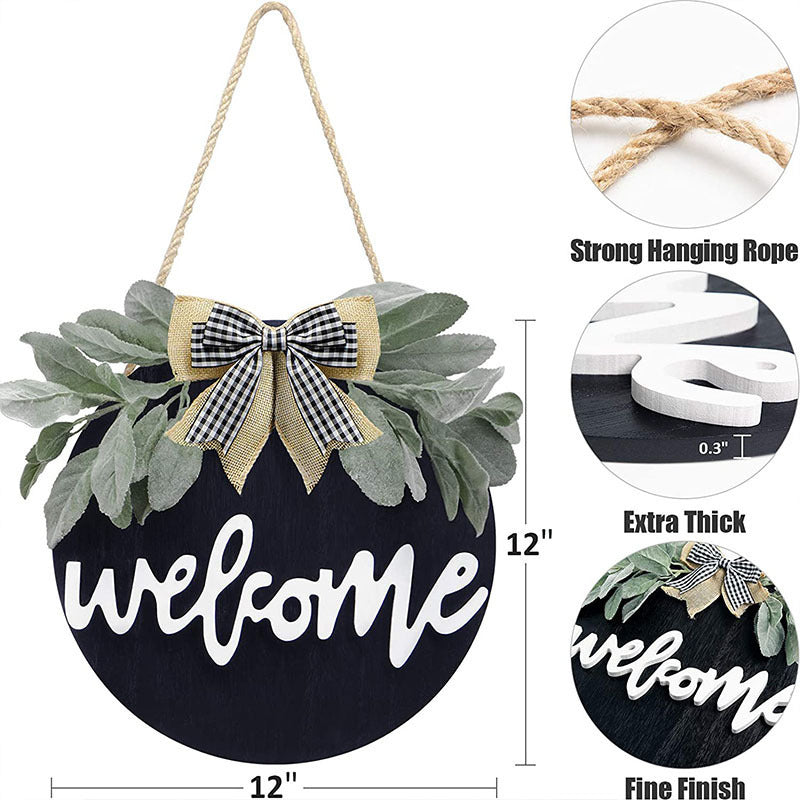 Welcome Wreath Sign For Farmhouse Front Porch Decor Rustic Door
